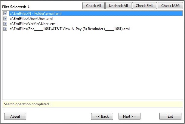 EML to PST Converter will find EML files